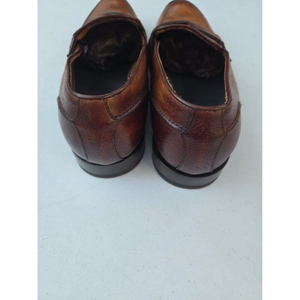 Di Bianco Scarpe Criss Cross Loafers Slip On Shoes Mens 9.5 Brown Leather Penny